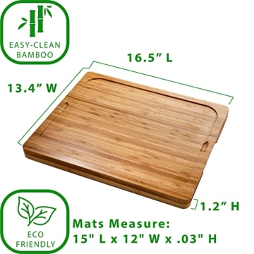 Bamboo Cutting Board with Color-Coded Mats for Safe Prep
