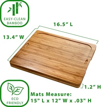 Bamboo Cutting Board with Color-Coded Mats for Safe Prep