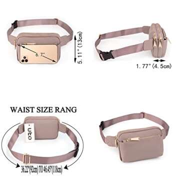 UTO Fanny Pack for Women Crossbody Trendy Fashion Belt Purse Chest Waist Hip Bumbag for Outdoor Shopping Travel Hiking