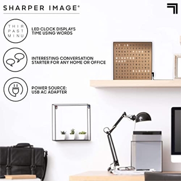 Sharper Image LED Word Clock with Elegant Copper Finish