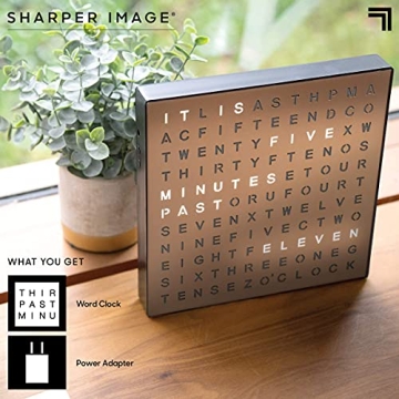 Sharper Image LED Word Clock with Elegant Copper Finish