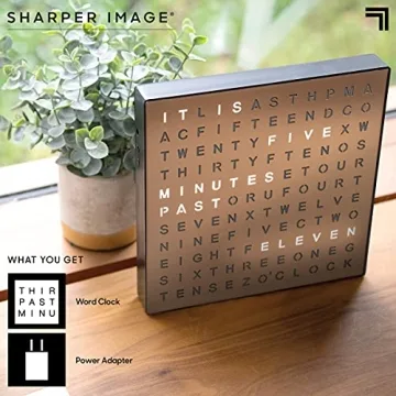 Sharper Image LED Word Clock with Elegant Copper Finish