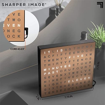Sharper Image LED Word Clock with Elegant Copper Finish