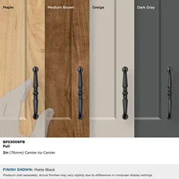 Amerock | Cabinet Pull | Matte Black | 3 inch (76 mm) Center to Center | Everyday Heritage | 1 Pack | Drawer Pull | Drawer Handle | Cabinet Hardware