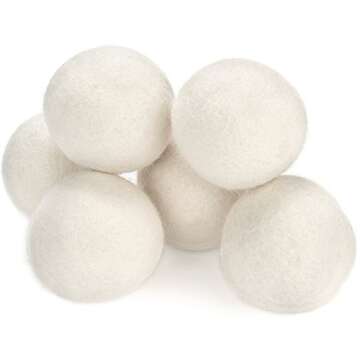 Set of 6 Extra Large 100% Organic New Zealand Wool Dryer Balls by WoolDryer Plus | Once you go wool, you'll never go back.