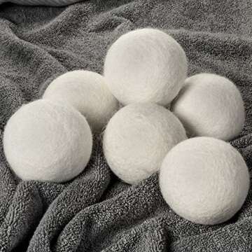 Set of 6 Extra Large 100% Organic New Zealand Wool Dryer Balls by WoolDryer Plus | Once you go wool, you'll never go back.