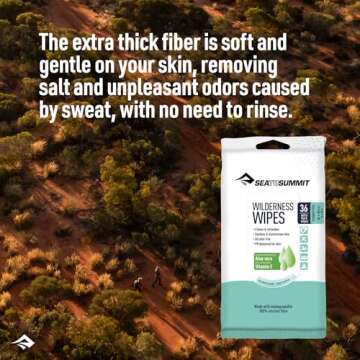 Sea to Summit Wilderness Wipes Rinse-Free Body Wipes, 2-Pack (36 Wipes per Pack)