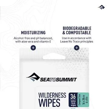 Sea to Summit Wilderness Wipes Rinse-Free Body Wipes, 2-Pack (36 Wipes per Pack)