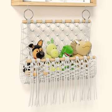 BBLIKE Nursery Book Shelves Set of 3 - Floating Shelves for Wall with Stuffed Animal Net, Wood Wall ...