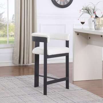 Meridian Furniture 415Cream-C Romeo Collection Modern | Contemporary Counter Stool with Rich Cream B...