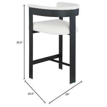 Meridian Furniture 415Cream-C Romeo Collection Modern | Contemporary Counter Stool with Rich Cream Boucle Fabric, Matte Black Metal Frame, 22.5" W x 20" D x 35.5" H, Cream, Set of 2