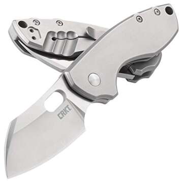 CRKT Pilar EDC Folding Pocket Knife: Compact Everyday Carry, Satin Blade with Finger Choil, Thumb Slot Open, Frame Lock Stainless Handle, Reversible Pocket Clip 5311