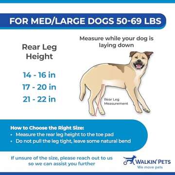 Walkin' Wheels Dog Wheelchair for Medium/Large Dogs 50-69 lbs - Veterinarian Approved - Easy Adjusta...