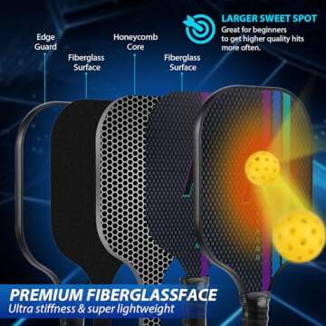 Achiou Pickleball Paddles Set of 2 - Lightweight Rackets with Balls & Gear