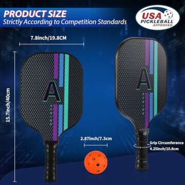 Achiou Pickleball Paddle Set - Lightweight & USAPA Approved