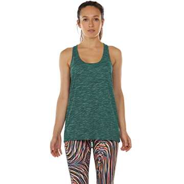 icyzone Workout Tank Tops for Women - Athletic Yoga Tops, Racerback Running Tank Top, Gym Exercise Shirts (Deep Lake, L)