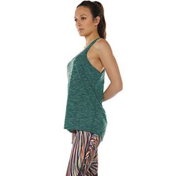 icyzone Workout Tank Tops for Women - Athletic Yoga Tops, Racerback Running Tank Top, Gym Exercise Shirts (Deep Lake, L)