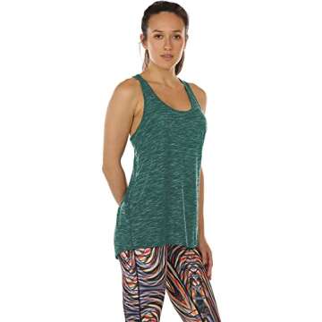 icyzone Workout Tank Tops for Women - Athletic Yoga Tops, Racerback Running Tank Top, Gym Exercise Shirts (Deep Lake, L)
