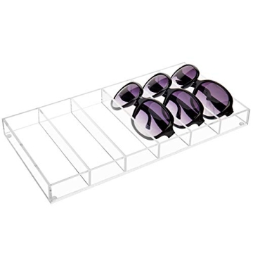 MyGift Premium Clear Acrylic Sunglass Holder Display Tray with 6 Compartments, Drawer Organizer Stor...