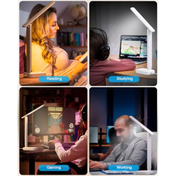 LED Desk Lamp with USB Ports and Power Strip for Home