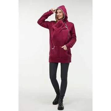 MaisMa Women's Fleece Zip Up Maternity Kangaroo Hoodie