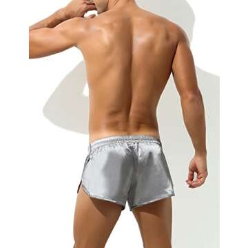 Arjen Kroos Men's Sexy Low Rise Shorts Lightweight Loungewear with Large Split Sides