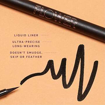 FLOWER BEAUTY By Drew Barrymore Forever Wear Winged Eyeliner - Long-Lasting, Smudge-Proof, Vegan For...