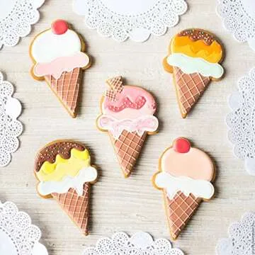 Ice Cream Cookie Cutters 8-Pc. Set, Ice Cream Cutters Stainless Steel Fondant Cutters, Popsicle, Hard and Soft Serve Ice Cream Cone (Cartoon Cookie Cutters Set)