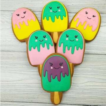 Ice Cream Cookie Cutters 8-Pc. Set, Ice Cream Cutters Stainless Steel Fondant Cutters, Popsicle, Hard and Soft Serve Ice Cream Cone (Cartoon Cookie Cutters Set)