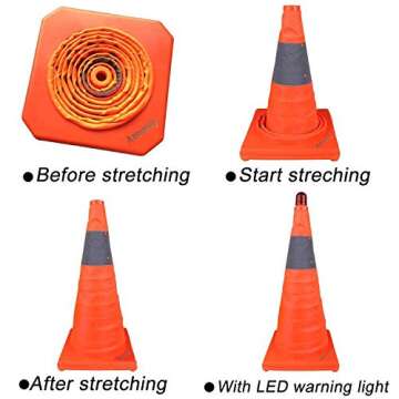 Annurssy Collapsible Traffic Cone with LED Light Safety