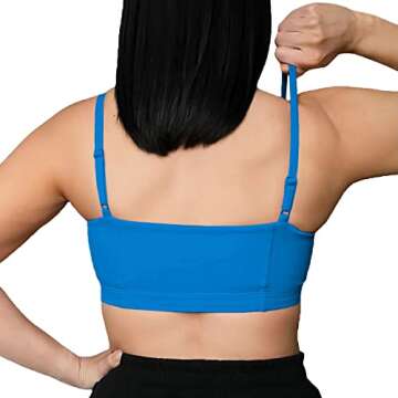 Aoxjox Women's Workout Bandeau Sports Bras Training Fitness Running Yoga Crop Tank Top (Directoire Blue, Small)