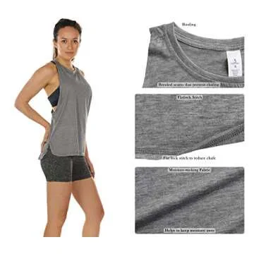 icyzone Workout Tank Tops for Women - Running Muscle Tank Sport Exercise Gym Yoga Tops Athletic Shirts(Pack of 3) (S, Black/Grey/Lavender)