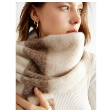 Floerns Women's Plaid Winter Scarf with Tassel Trim