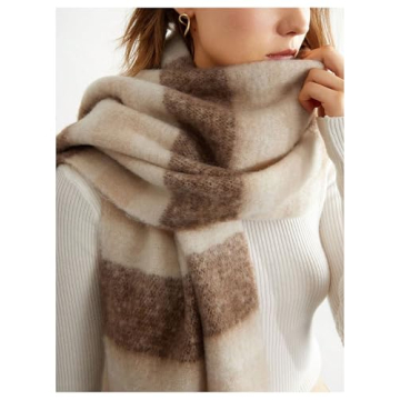 Floerns Women's Plaid Winter Scarf with Tassel Trim