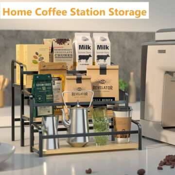 DTUQYX Coffee Syrup Organizer Free-Installation: 12 Bottles Capacity Syrup Rack 3 Tier for Coffee Bar Station, Wine Rack for Countertop, Tiered Spice Rack Organizer for Cabinet, Bottle Display Shelf