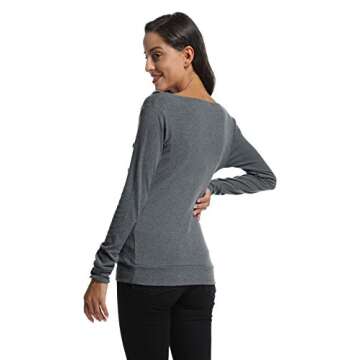 BlackCherry Women's Long Sleeve Cowl Neck Buttons Maternity Tunic Top T-shirt, Grey, Small