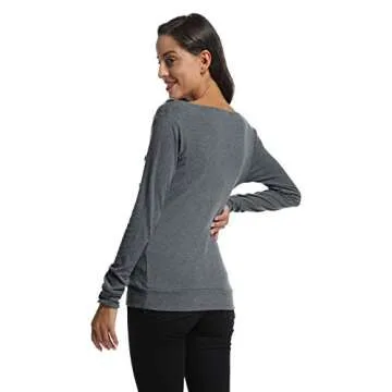 BlackCherry Women's Long Sleeve Cowl Neck Buttons Maternity Tunic Top T-shirt, Grey, Small