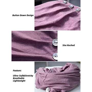 BlackCherry Women's Long Sleeve Cowl Neck Buttons Maternity Tunic Top T-shirt, Grey, Small