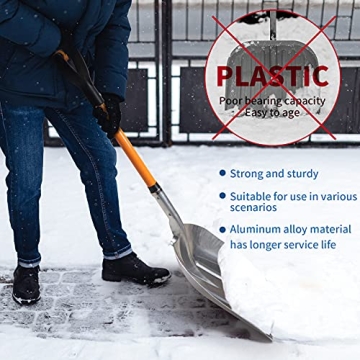VNIMTI 45 Inch Aluminum Snow Shovel with D Handle