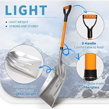 VNIMTI 45 Inch Aluminum Snow Shovel with D Handle