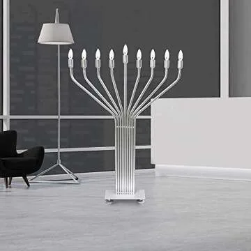 Zion Judaica Extra Large Electric Menorah 44'' Big Display Minorah w/Auto Lighting LED Bulbs Include...