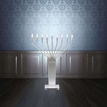 Zion Judaica Extra Large Electric Menorah 44'' Big Display Minorah w/Auto Lighting LED Bulbs Included - for Indoor use Only Lighted Hanukkah Decorations Home or Business Electronic Chanukah Hanukkiah