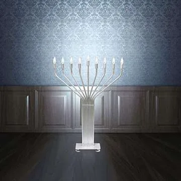 Zion Judaica Extra Large Electric Menorah 44'' Big Display Minorah w/Auto Lighting LED Bulbs Included - for Indoor use Only Lighted Hanukkah Decorations Home or Business Electronic Chanukah Hanukkiah
