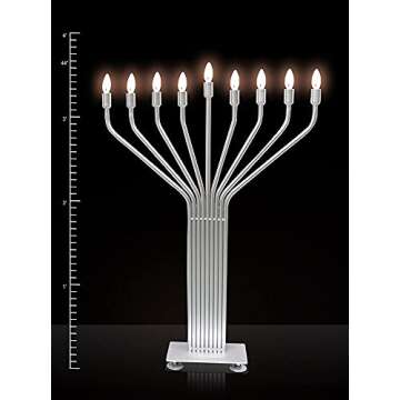 Zion Judaica Extra Large Electric Menorah 44'' Big Display Minorah w/Auto Lighting LED Bulbs Included - for Indoor use Only Lighted Hanukkah Decorations Home or Business Electronic Chanukah Hanukkiah