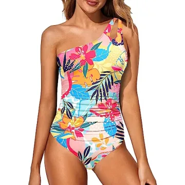Holipick One Shoulder One Piece Swimsuit for Women Tummy Control Bathing Suits Modest Full Coverage ...