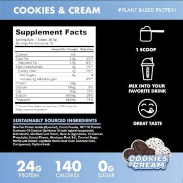 Blessed Vegan Protein Powder - Plant Based Protein Powder Meal Replacement Protein Shake, 23g of Pea...