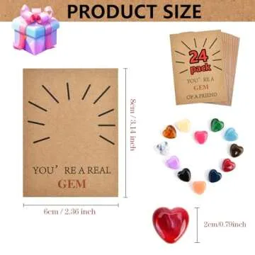 24 Pack Gem Valentines Cards Valentines Day Gifts for Kids Cards with Heart-Shape Plastic Crystal Stone Funny Valentine Exchange Card Gift for Boys Girls Toddlers Class Classroom School Party Favor