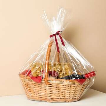 Morepack Extra Large Cellophane Bags for Gift Baskets