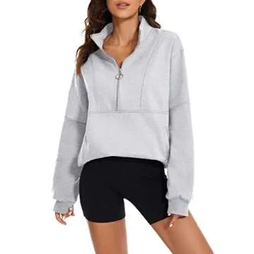 MISSACTIVER Women’s Oversized Half Zip Sweatshirt- Casual Pullover Jacket with Pockets