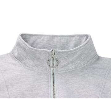 MISSACTIVER Women’s Oversized Half Zip Sweatshirt Quarter 1/4 Zipper Long Sleeve Drop Shoulder Pocket Pullover Jacket Tops(Medium,Grey)
